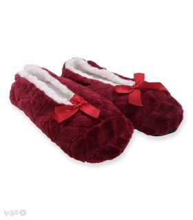 خرید پاپوش پشمی پاپیون دار کف استپدار طرح کلاسیک