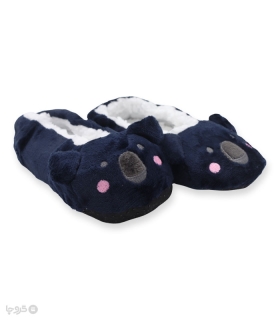 خرید پاپوش پشمی گوشدار کف استپدار طرح کوآلا سرمه‌ای