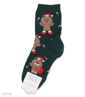 خرید جوراب نیم ساق زنانه کوکو اند هانا طرح خرس کریسمس