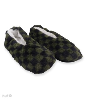 خرید پاپوش پشمی مردانه کف استپدار طرح شطرنجی