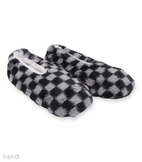 خرید پاپوش پشمی مردانه کف استپدار طرح شطرنجی