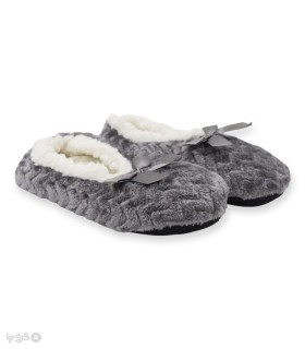 خرید پاپوش پشمی پاپیون دار کف استپدار طرح زیگزاگی