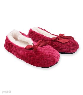 خرید پاپوش پشمی پاپیون دار کف استپدار طرح زیگزاگی