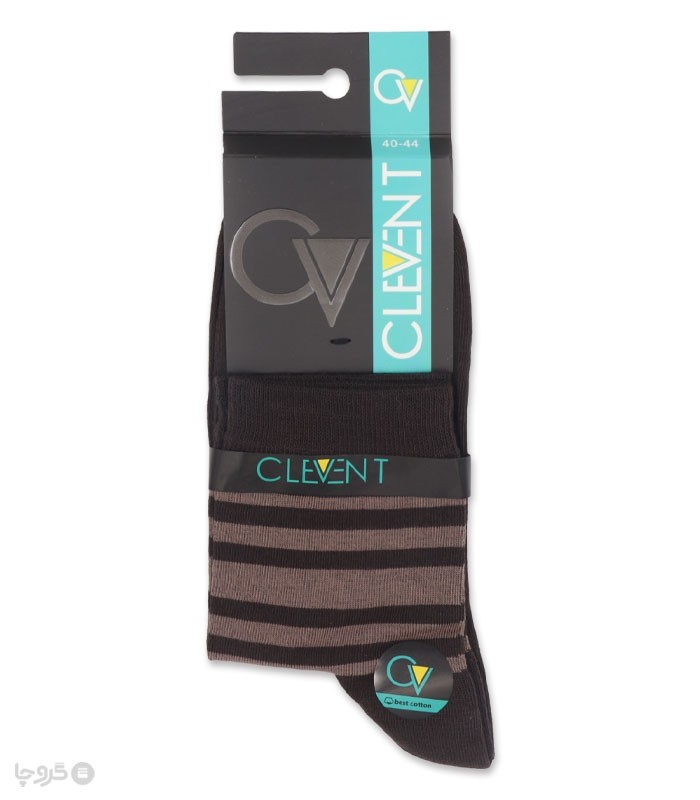 جوراب نیم ساق مردانه Clevent کلونت طرح راه راه دو رنگ 2 کد 2202