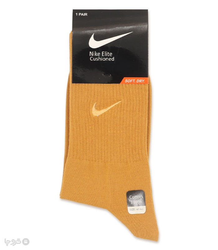 جوراب ساقدار اسپرت کش انگلیسی گلدوزی طرح Nike طیف زرد