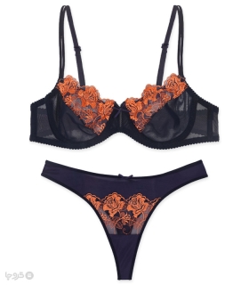 ست شورت و سوتین توری فنردار Barone بارون گلدوزی کد J1