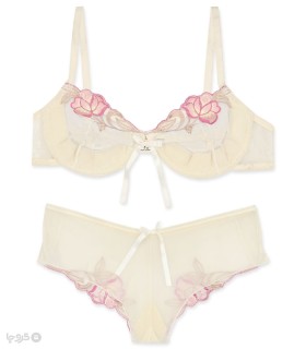 خرید ست شورت و سوتین توری فنردار بارون گلدوزی کد S6