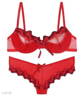 خرید ست شورت و سوتین توری فنردار بارون گلدوزی کد S6