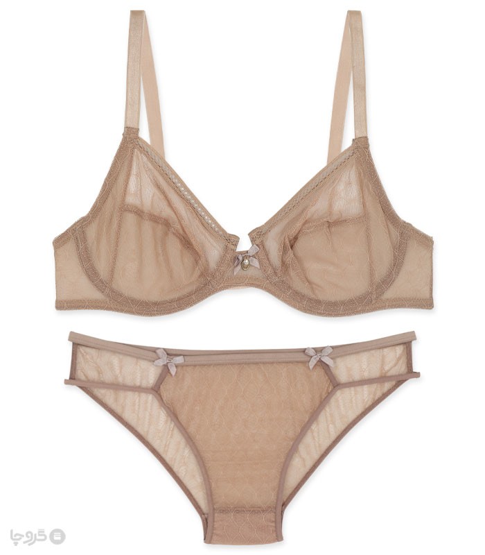 ست شورت و سوتین توری فنردار بارون گلدوزی کد 36i