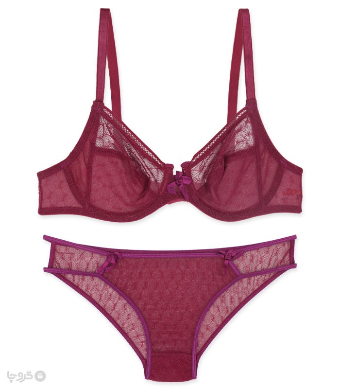 ست شورت و سوتین توری فنردار بارون گلدوزی کد 36i