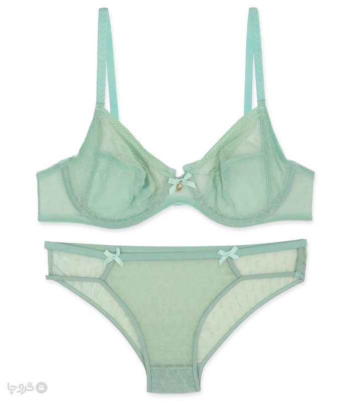 ست شورت و سوتین توری فنردار بارون گلدوزی کد 36i