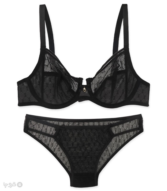 ست شورت و سوتین توری فنردار بارون گلدوزی کد 36i