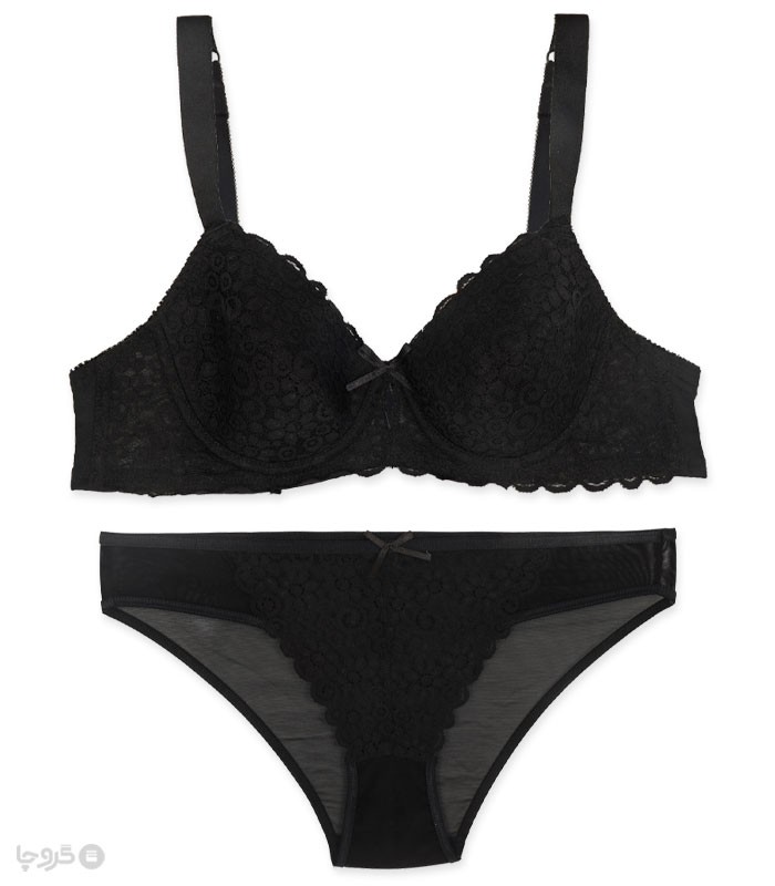 خرید ست شورت و سوتین توری فنردار بارون کد C4