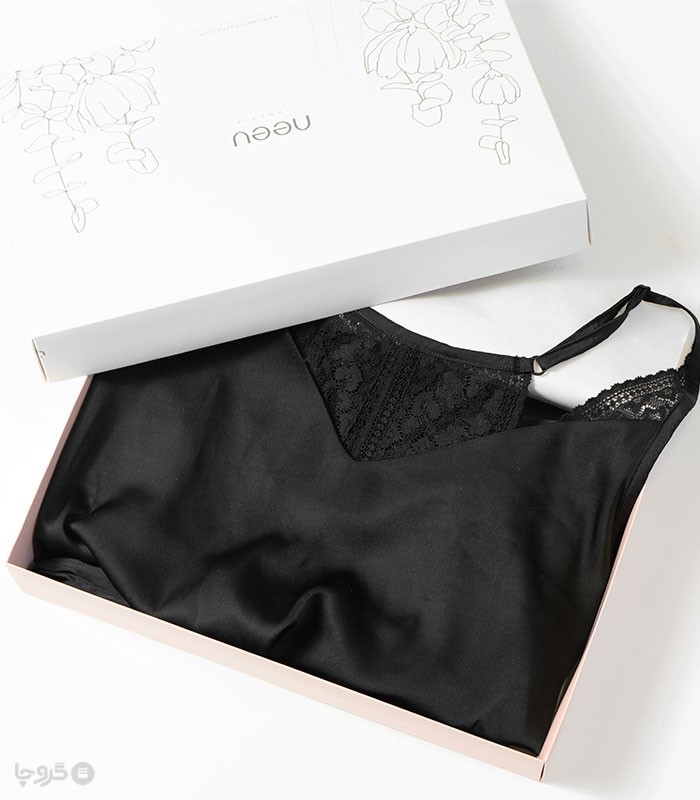 ست شلوار و تاپ بندی ساتن و دانتل نیو کد Tyra