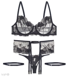 خرید ست شورت و سوتین توری فنردار برتا گلدوزی کد 4041SNS