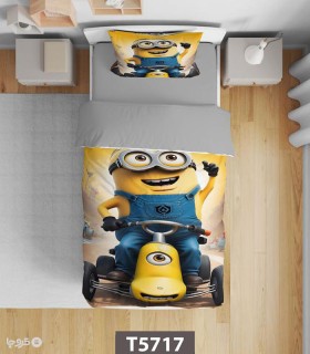 خرید سرویس روتختی میکروفایبر کودک و نوجوان نوپه هوم کد T5717 طرح مینیون موتور سوار