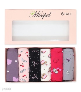 خرید پک شورت زنانه اسلیپ نخی Misspel میسپل کد 6000 طرح 13 - جعبه 6 عددی