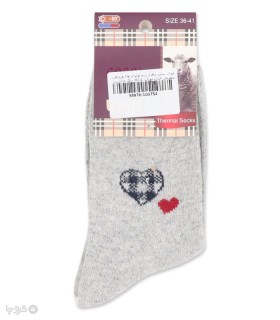 جوراب پشمی ساقدار زنانه کوکو اند هانا طرح قلب شطرنجی