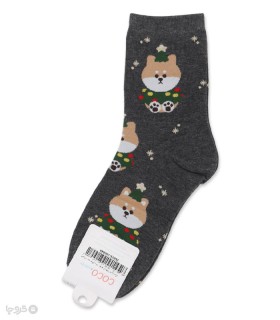 خرید جوراب نیم ساق زنانه کوکو اند هانا طرح سگ کریسمسی