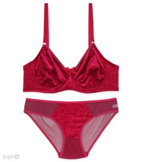 ست شورت و سوتین تور و مخمل فنردار ژوبین کد 3047 طرح گل