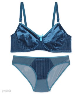 ست شورت و سوتین تور و مخمل فنردار ژوبین کد 3047 طرح رینگی شاین