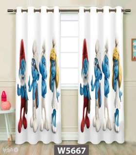 پرده کودک نوپه هوم کد W5667  طرح اسمورف ها