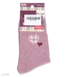 خرید جوراب پشمی ساقدار زنانه کوکو اند هانا طرح قلب شطرنجی