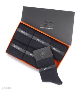 خرید پک جوراب ساقدار مردانه لئو کد 120 سرمه‌ای خاکستری - جعبه 6 جفتی