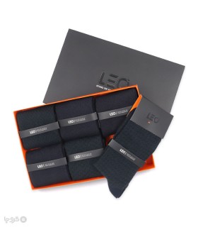 خرید پک جوراب ساقدار مردانه لئو کد 121 سبز سرمه‌ای - جعبه 6 جفتی