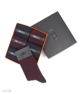 خرید پک جوراب ساقدار مردانه لئو کد 112 قرمز سرمه‌ای - جعبه 6 جفتی