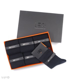 خرید پک جوراب ساقدار مردانه لئو کد 125 مشکی سرمه‌ای - جعبه 6 جفتی