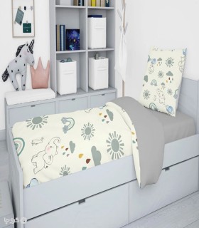 خرید سرویس روتختی میکروفایبر کودک و نوجوان نوپه هوم کد T4546 طرح فیل و رنگین کمان