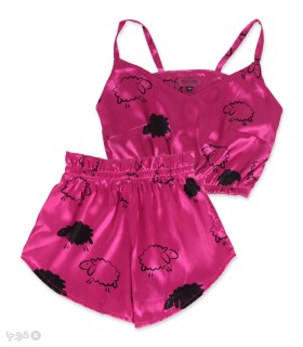 ست شلوارک و تاپ ساتن Bereta برتا کد 9014 طرح بره