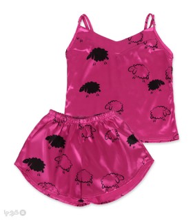 خرید ست شلوارک و تاپ ساتن Bereta برتا کد 9015 طرح بره