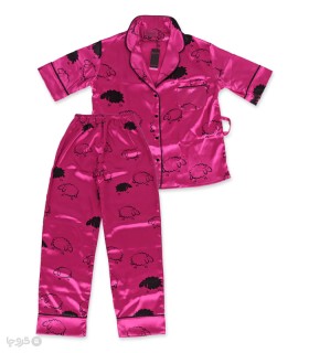 خرید ست لباس خواب راحتی شلوار و بلوز ساتن Bereta برتا کد 9018 طرح فلامینگو