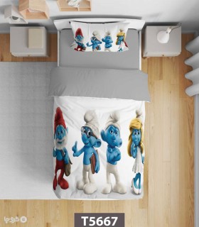 خرید سرویس روتختی میکروفایبر کودک و نوجوان نوپه هوم کد T5667 طرح اسمورف‌ها