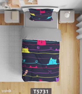 خرید سرویس روتختی میکروفایبر کودک و نوجوان نوپه هوم کد T5731 طرح گربه