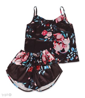 خرید ست شلوارک و تاپ ساتن برتا کد 9015 طرح گل