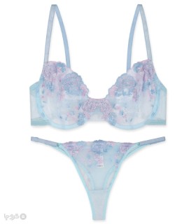 ست شورت و سوتین توری فنردار برتا گلدوزی کد 2020BU