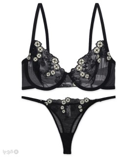 ست شورت و سوتین توری فنردار برتا گلدوزی کد 2020BV