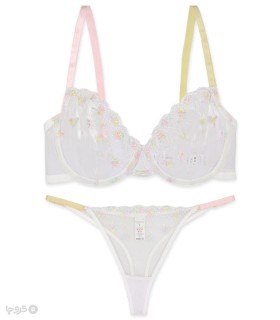 ست شورت و سوتین توری فنردار برتا گلدوزی کد 2020FS