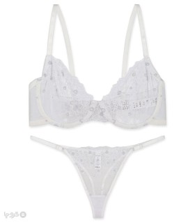 ست شورت و سوتین توری فنردار برتا گلدوزی کد 2020FW