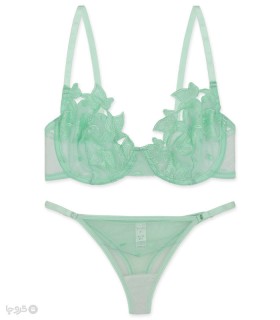 ست شورت و سوتین توری فنردار برتا گلدوزی کد 2020GJ