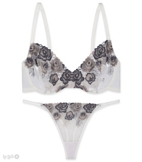 ست شورت و سوتین توری فنردار برتا گلدوزی کد 2020GT