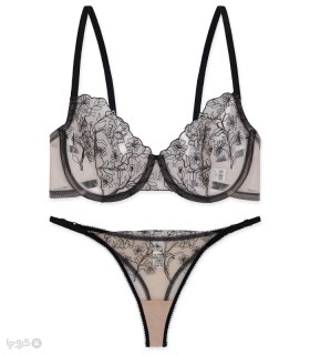 ست شورت و سوتین توری فنردار برتا گلدوزی کد 2020KZ