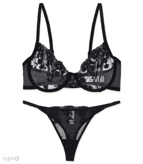 ست شورت و سوتین توری فنردار برتا گلدوزی کد 2020NS