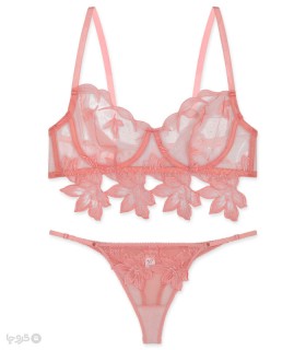 خرید ست شورت و سوتین توری فنردار برتا گلدوزی کد 2442CO