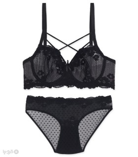 خرید ست شورت و سوتین تور و گیپور فنردار هارنس ژوبین کد 110 طرح گل