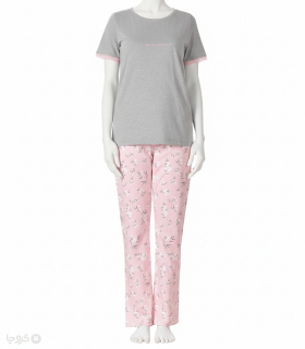 ست شلوار و تیشرت نخی ناربن کد WS4042 طرح عشق