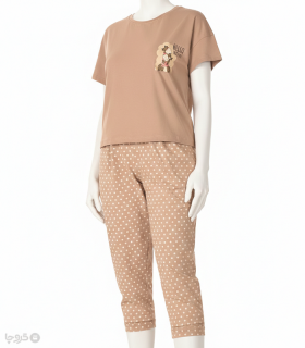 خرید ست شلوار و تیشرت نخی ناربن کد WS4002 طرح دوستی